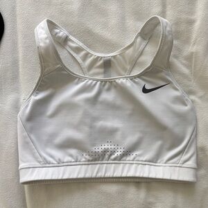 Nike Women's White Sports Bra with Black Logo